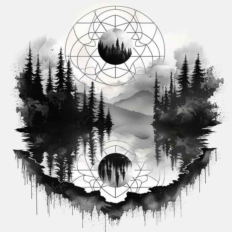 geometric-patterns – tattoo design ideas free ai generated – ornamental-web – for-stomach – Gallery: nature-and-geometry-inkby-ai