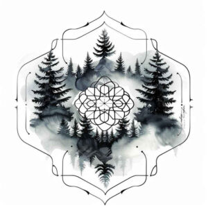 geometric-patterns-on-body – tattoo design ideas free ai generated – continuous-pattern – for-shin – Gallery: nature-and-geometry-inkby-ai