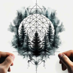 geometric-patterns-on-body – tattoo design ideas free ai generated – inward-focus – for-arm – Gallery: nature-and-geometry-inkby-ai