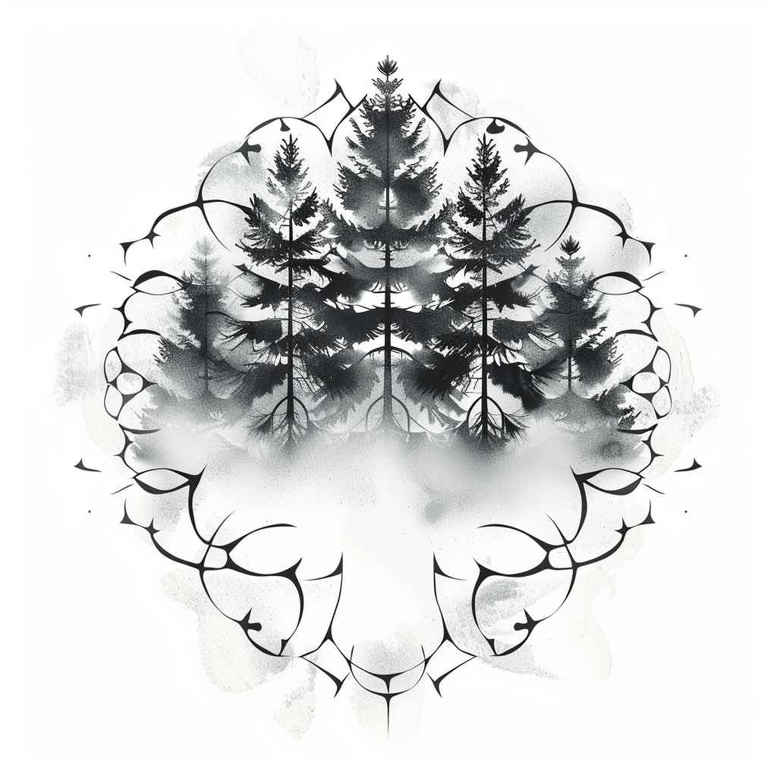 geometric-petals – tattoo design ideas free ai generated – harmony – for-back-of-neck – Gallery: nature-and-geometry-inkby-ai