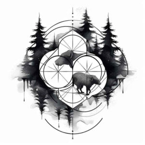 geometric-petals – tattoo design ideas free ai generated – interlaced – for-upper-chest – Gallery: nature-and-geometry-inkby-ai