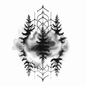 geometric-plant-motifs – tattoo design ideas free ai generated – meditative – for-collarbone – Gallery: nature-and-geometry-inkby-ai