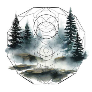 geometric-plant-motifs – tattoo design ideas free ai generated – radial-symmetry – for-stomach – Gallery: nature-and-geometry-inkby-ai