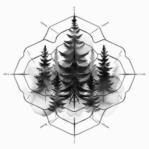 geometric-structure – tattoo design ideas free ai generated – decorative-ring – for-lower-chest – Gallery: nature-and-geometry-inkby-ai