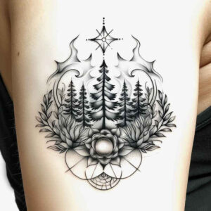 geometric-structure – tattoo design ideas free ai generated – ornate – for-heel – Gallery: nature-and-geometry-inkby-ai