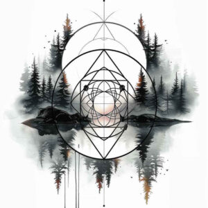 geometric-waves – tattoo design ideas free ai generated – balance – for-ankle – Gallery: nature-and-geometry-inkby-ai