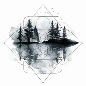 geometric-waves – tattoo design ideas free ai generated – repetitive-shapes – for-upper-back – Gallery: nature-and-geometry-inkby-ai