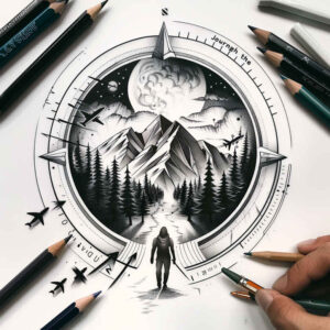 geometry-and-light – tattoo design ideas free ai generated – subtle-fill – for-calf – Gallery: nature-and-geometry-inkby-ai