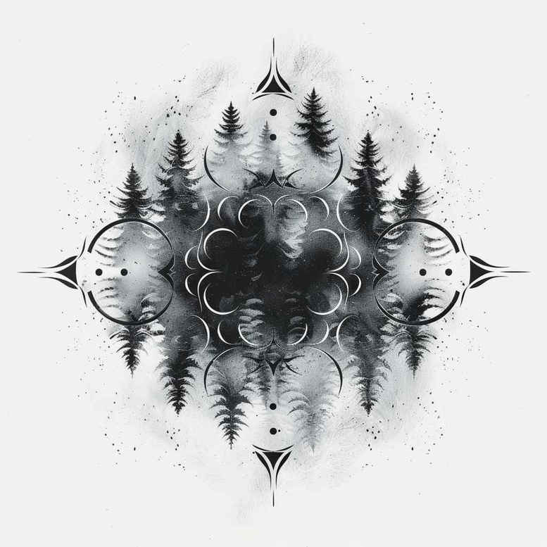 geometry-and-plants – tattoo design ideas free ai generated – harmony-lines – for-foot – Gallery: nature-and-geometry-inkby-ai