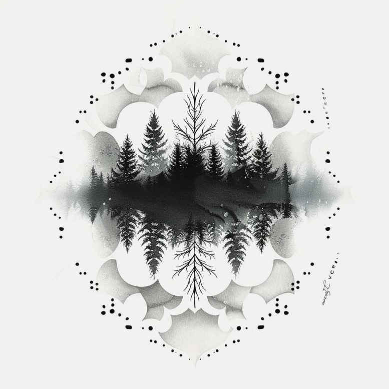 leaf-patterns – tattoo design ideas free ai generated – chakra – for-inner-arm – Gallery: nature-and-geometry-inkby-ai