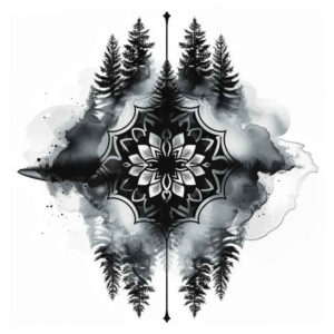 leaf-patterns – tattoo design ideas free ai generated – sacred-symbol – for-full-back – Gallery: nature-and-geometry-inkby-ai