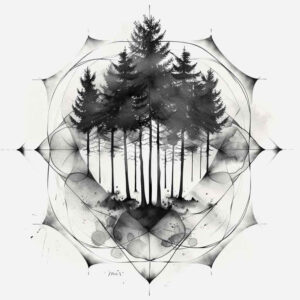 leaf-patterns – tattoo design ideas free ai generated – soft-curves – for-back-shoulder – Gallery: nature-and-geometry-inkby-ai
