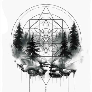 leaf-patterns – tattoo design ideas free ai generated – symmetric – for-nape – Gallery: nature-and-geometry-inkby-ai