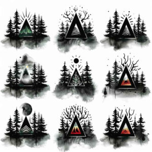 leaves-and-angles – tattoo design ideas free ai generated – harmony-lines – for-side – Gallery: nature-and-geometry-inkby-ai