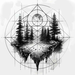 leaves-and-angles – tattoo design ideas free ai generated – orderly – for-lower-arm – Gallery: nature-and-geometry-inkby-ai