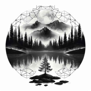 leaves-and-angles – tattoo design ideas free ai generated – unbroken-circle – for-arm – Gallery: nature-and-geometry-inkby-ai