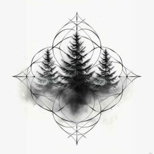 lines-and-leaves – tattoo design ideas free ai generated – transcendent – for-chest – Gallery: nature-and-geometry-inkby-ai