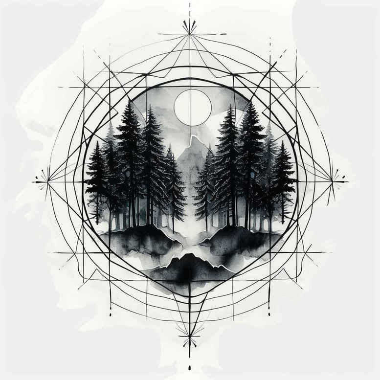 natural-contours – tattoo design ideas free ai generated – universe – for-collarbone – Gallery: nature-and-geometry-inkby-ai