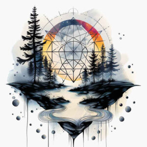 natural-geometric-forms – tattoo design ideas free ai generated – patterned – for-upper-back – Gallery: nature-and-geometry-inkby-ai