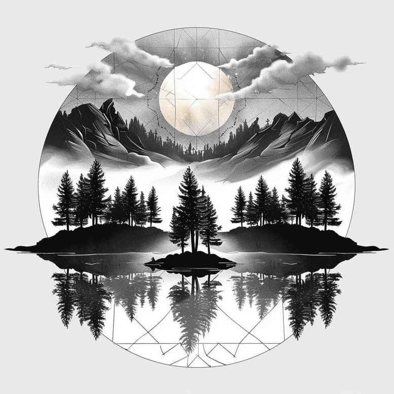 natural-geometric-forms – tattoo design ideas free ai generated – spiritual-focus – for-stomach – Gallery: nature-and-geometry-inkby-ai