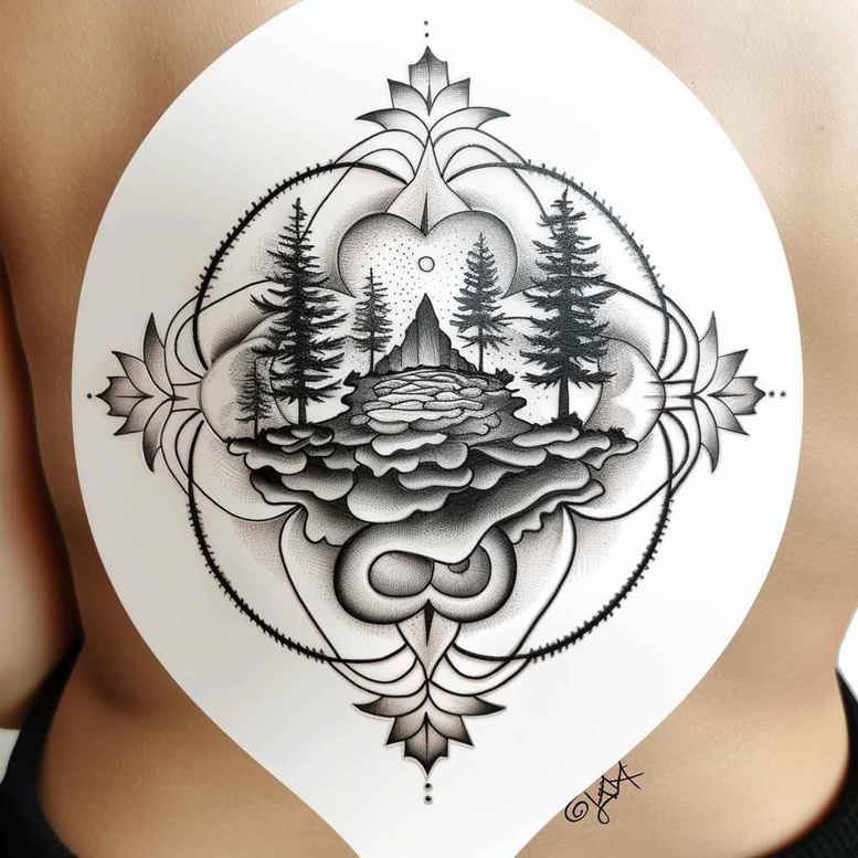 natural-geometric-patterns – tattoo design ideas free ai generated – dynamic-center – for-toe – Gallery: nature-and-geometry-inkby-ai