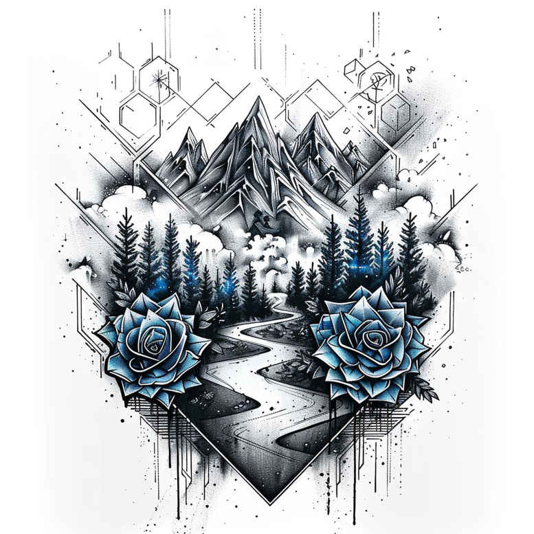 natural-geometric-patterns – tattoo design ideas free ai generated – hypnotic – for-abdomen – Gallery: nature-and-geometry-inkby-ai