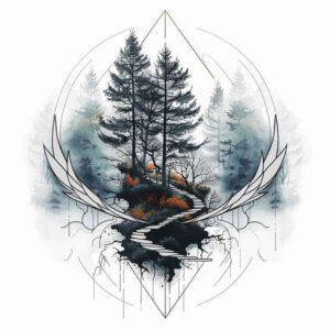 natural-geometry – tattoo design ideas free ai generated – detailed-symmetry – for-temple – Gallery: nature-and-geometry-inkby-ai
