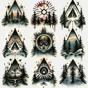 natural-lines – tattoo design ideas free ai generated – fine-line – for-collarbone – Gallery: nature-and-geometry-inkby-ai