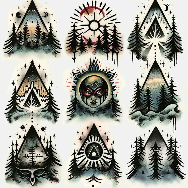 natural-lines – tattoo design ideas free ai generated – fine-line – for-collarbone – Gallery: nature-and-geometry-inkby-ai