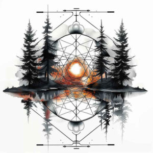 natural-shapes – tattoo design ideas free ai generated – circle-of-life – for-back-of-neck – Gallery: nature-and-geometry-inkby-ai