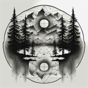 natural-shapes – tattoo design ideas free ai generated – cosmic-order – for-shoulder – Gallery: nature-and-geometry-inkby-ai