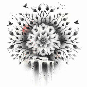 nature-and-contours – tattoo design ideas free ai generated – ornamental-web – for-lower-arm – Gallery: nature-and-geometry-inkby-ai
