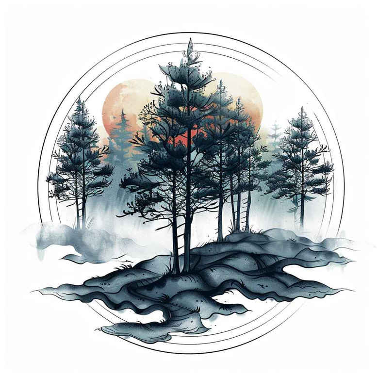 nature-and-contours – tattoo design ideas free ai generated – ornate-circle – for-elbow – Gallery: nature-and-geometry-inkby-ai