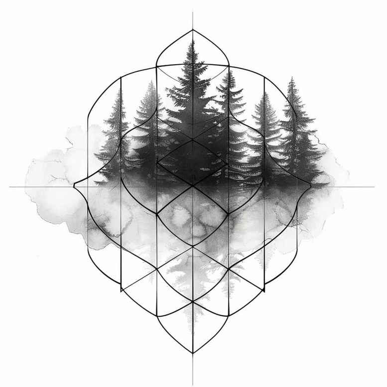 nature-and-geometric-shapes – tattoo design ideas free ai generated – ornamental-swirl – for-lower-arm – Gallery: nature-and-geometry-inkby-ai