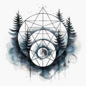 nature-and-geometric-shapes – tattoo design ideas free ai generated – radiating-lines – for-upper-chest – Gallery: nature-and-geometry-inkby-ai
