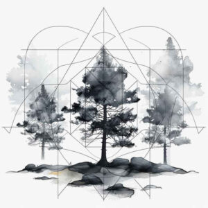 nature-and-geometric-shapes – tattoo design ideas free ai generated – soft-curves – for-shin – Gallery: nature-and-geometry-inkby-ai