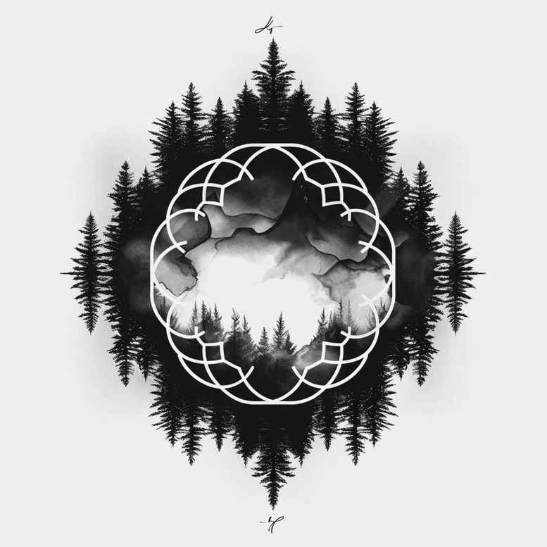 nature-and-geometry – tattoo design ideas free ai generated – zen – for-back-of-neck – Gallery: nature-and-geometry-inkby-ai
