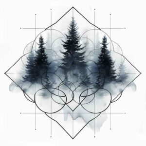 nature-and-precision-for-men – tattoo design ideas free ai generated – circular-grid – for-inner-arm – Gallery: nature-and-geometry-inkby-ai