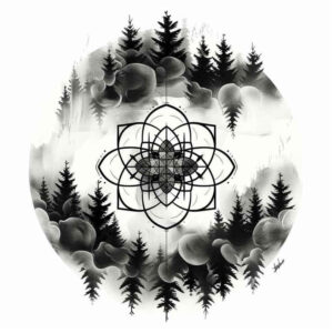 nature-in-lines – tattoo design ideas free ai generated – circular-lace – for-upper-back – Gallery: nature-and-geometry-inkby-ai