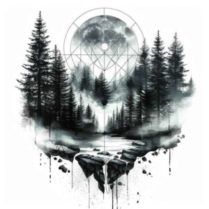 nature-in-lines – tattoo design ideas free ai generated – dynamic-center – for-lower-arm – Gallery: nature-and-geometry-inkby-ai