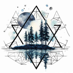 nature-in-lines – tattoo design ideas free ai generated – universe – for-behind-ear – Gallery: nature-and-geometry-inkby-ai