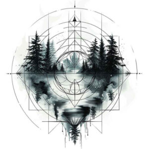 nature-in-lines – tattoo design ideas free ai generated – vibration – for-shoulder-blade – Gallery: nature-and-geometry-inkby-ai