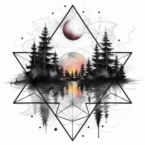 organic-lines – tattoo design ideas free ai generated – balance – for-collarbone – Gallery: nature-and-geometry-inkby-ai