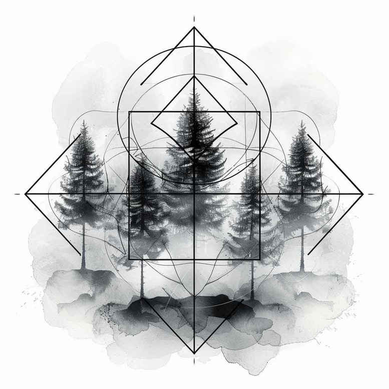 organic-lines – tattoo design ideas free ai generated – serenity – for-lower-arm – Gallery: nature-and-geometry-inkby-ai