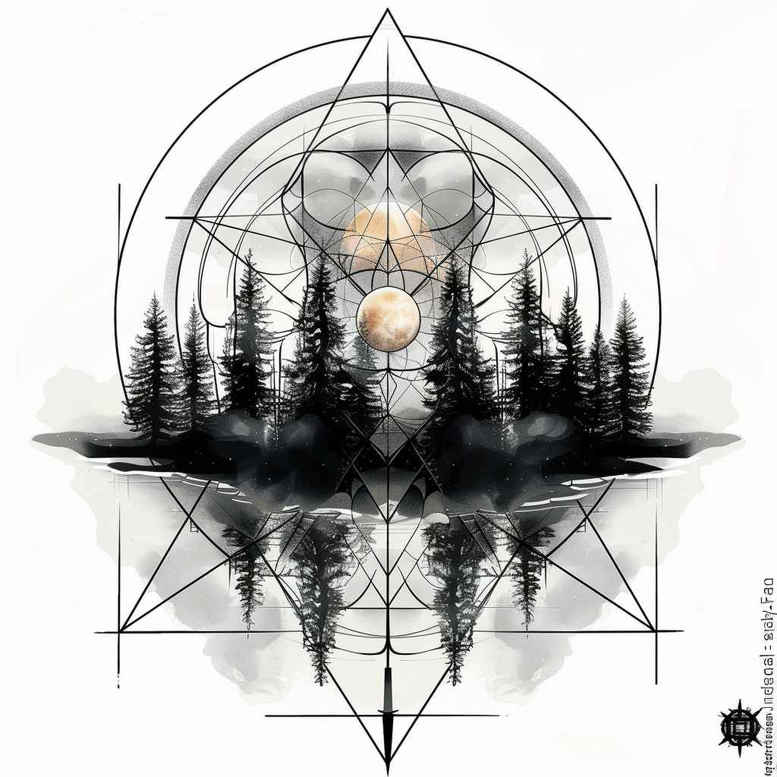 organic-lines – tattoo design ideas free ai generated – vibration – for-wrist – Gallery: nature-and-geometry-inkby-ai