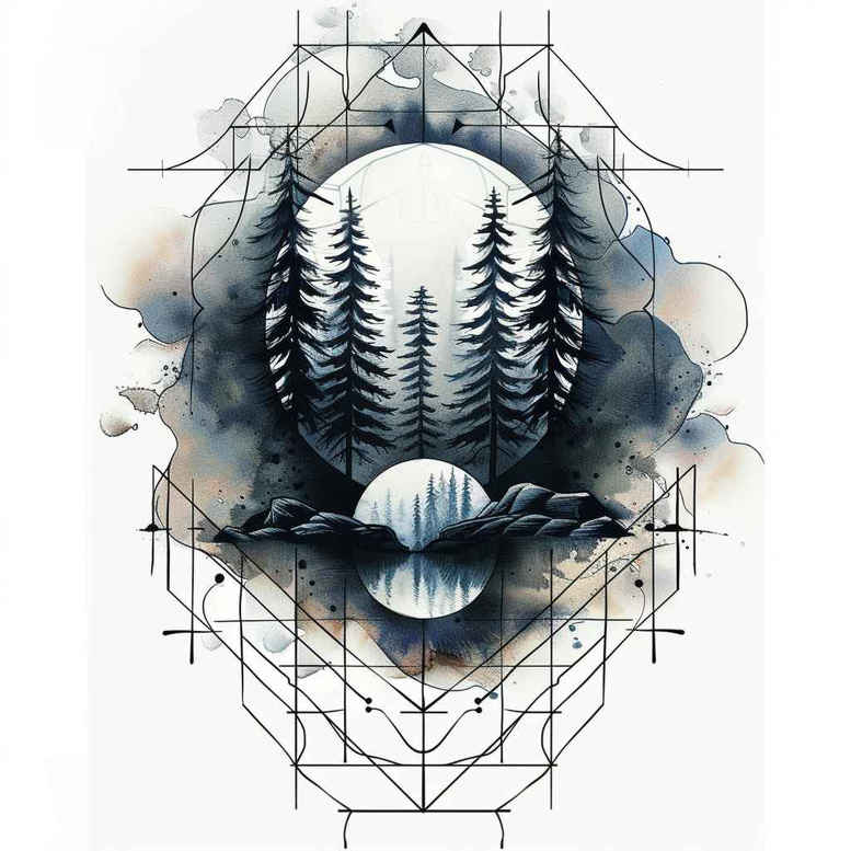 organic-symmetry – tattoo design ideas free ai generated – enlightenment – for-foot – Gallery: nature-and-geometry-inkby-ai