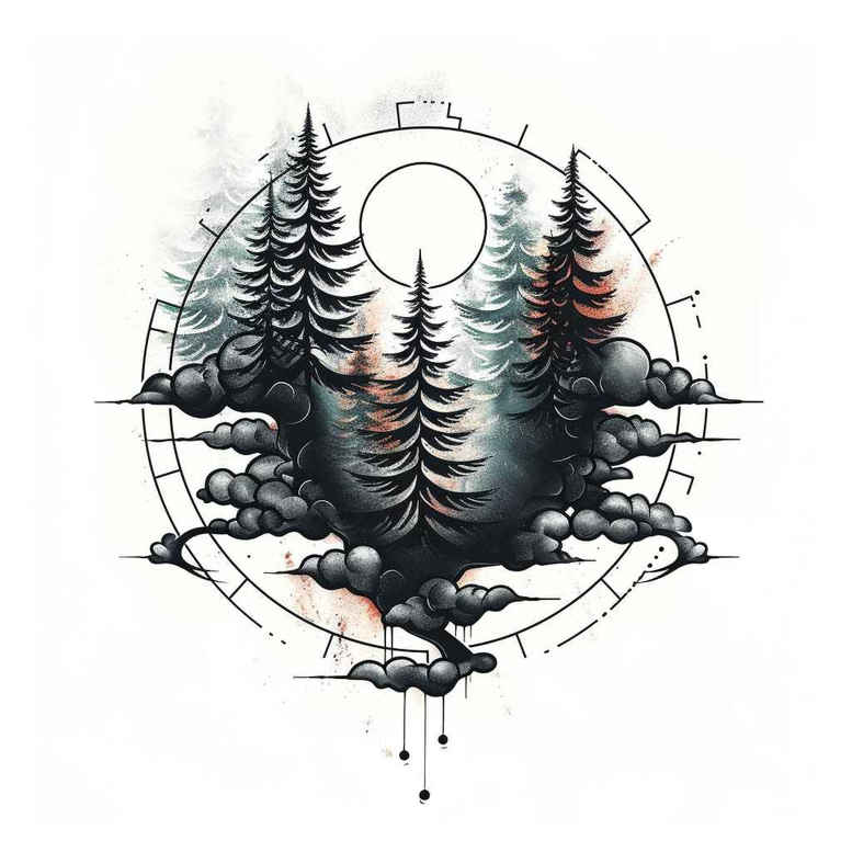 organic-symmetry – tattoo design ideas free ai generated – intricate – for-behind-ear – Gallery: nature-and-geometry-inkby-ai