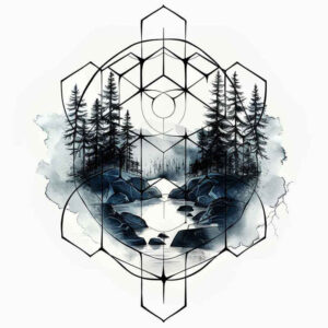 organic-symmetry – tattoo design ideas free ai generated – meditative-art – for-shoulder – Gallery: nature-and-geometry-inkby-ai