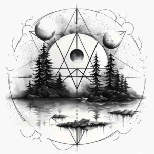 plant-structures – tattoo design ideas free ai generated – balance – for-lower-leg – Gallery: nature-and-geometry-inkby-ai