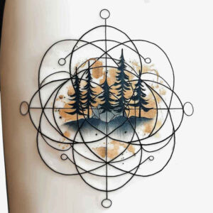 nature-and-geometry tattoo design ideas rich blacks barber pole for full back